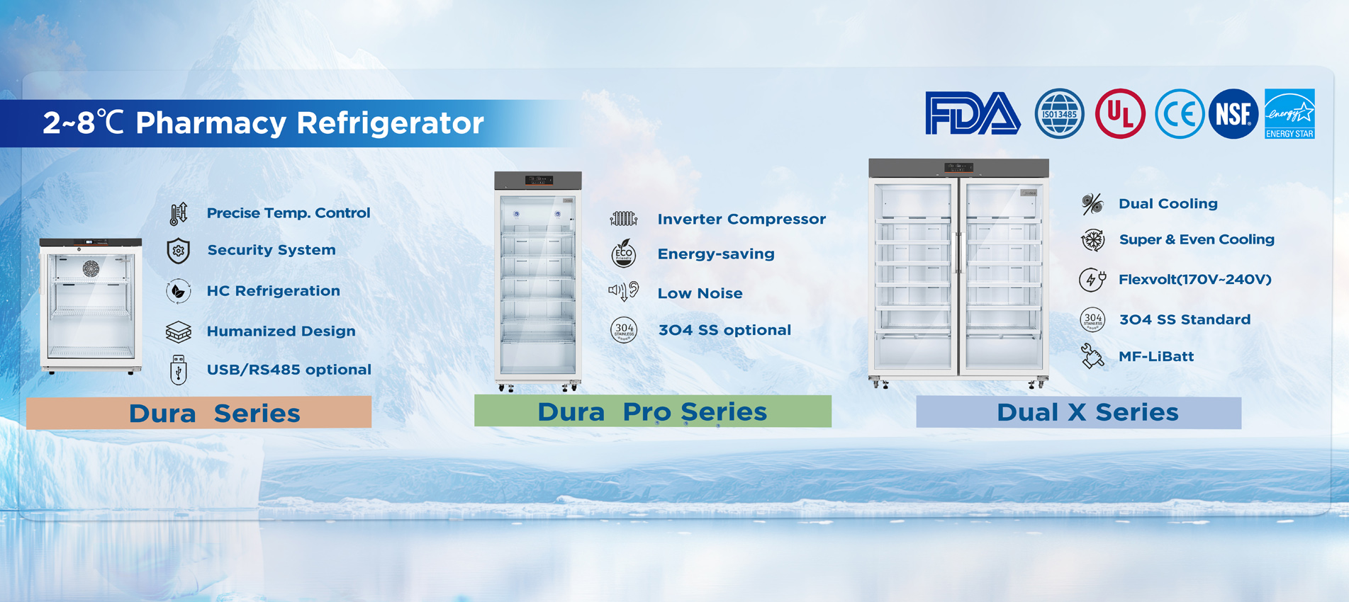 ثلاجة صيدلية بدرجة حرارة 2-8 درجة مئوية
